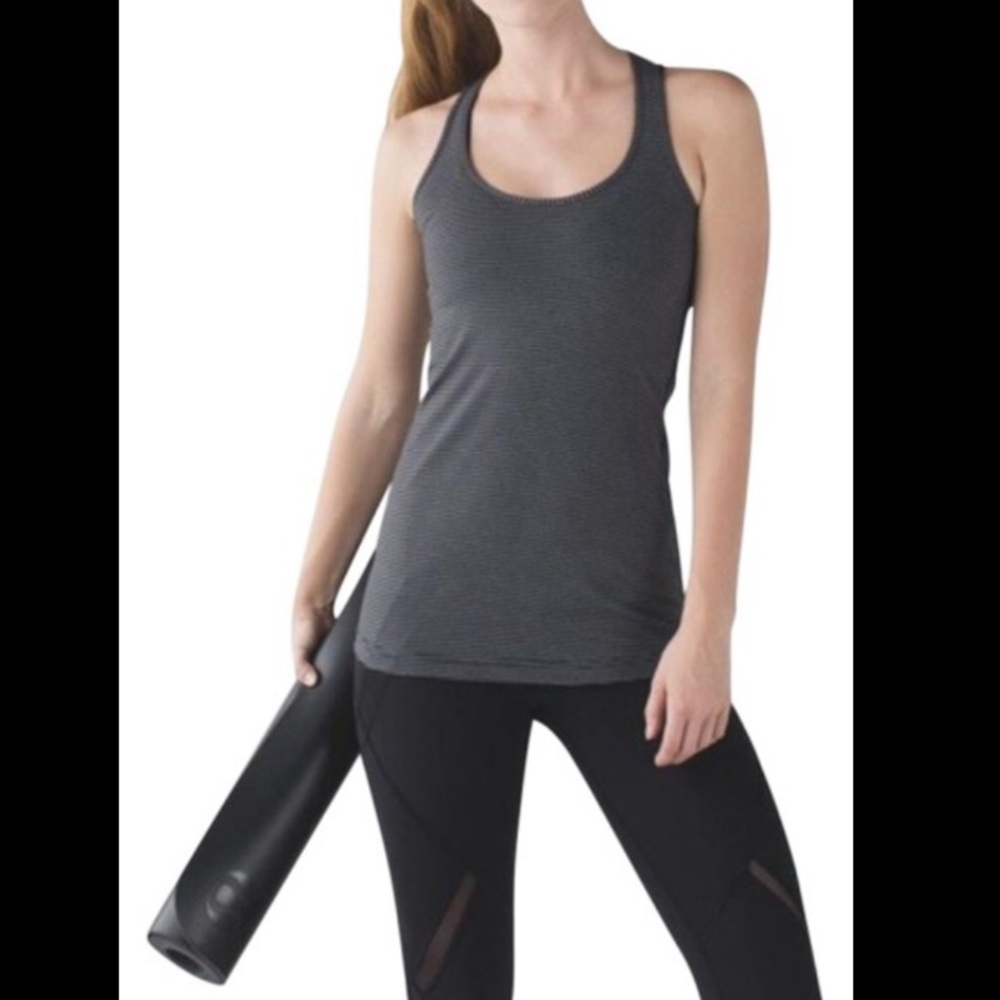 Lululemon Black Gray Striped Cool Racerback Tank
